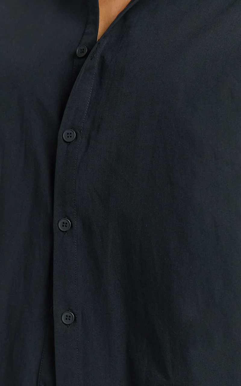 Amaris Top - Long Sleeve Open Back Tie Shirt in Black