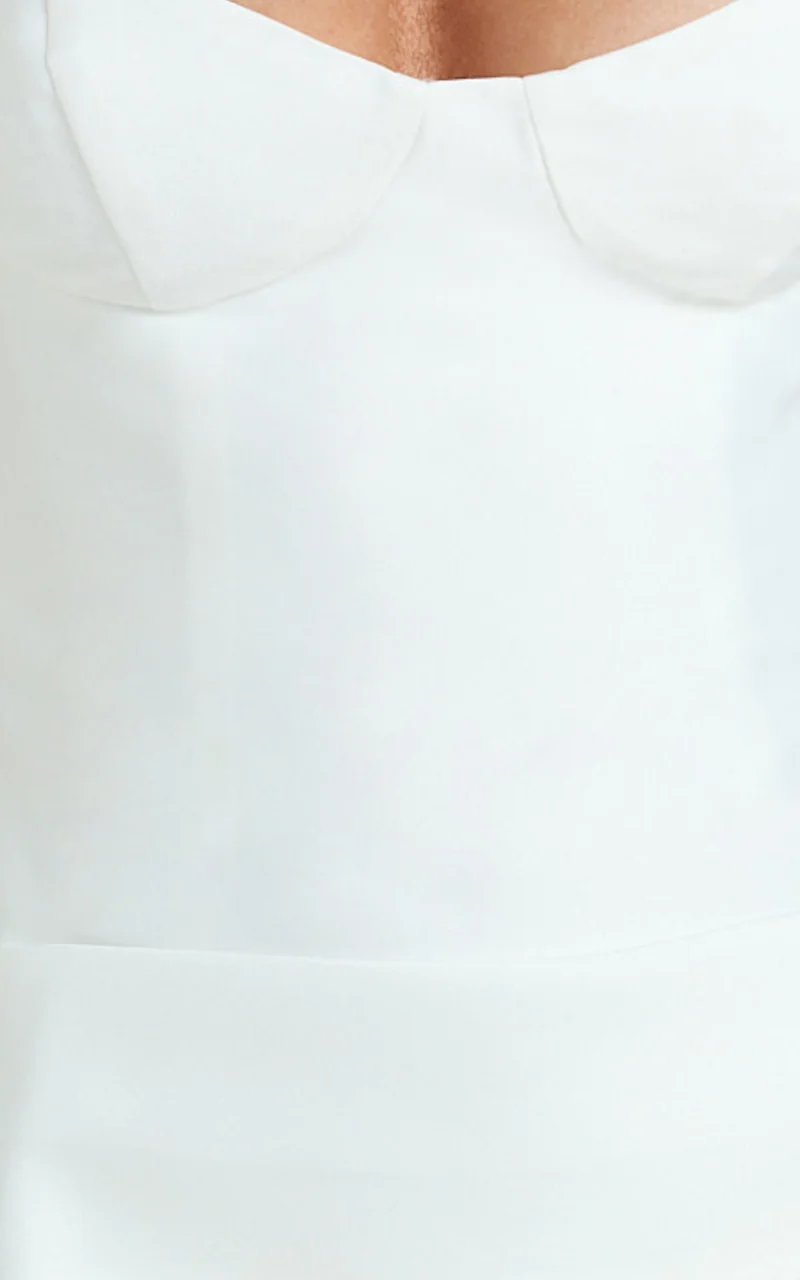 Tanisha Mini Dress - Off Shoulder Draped Waist Dress in White