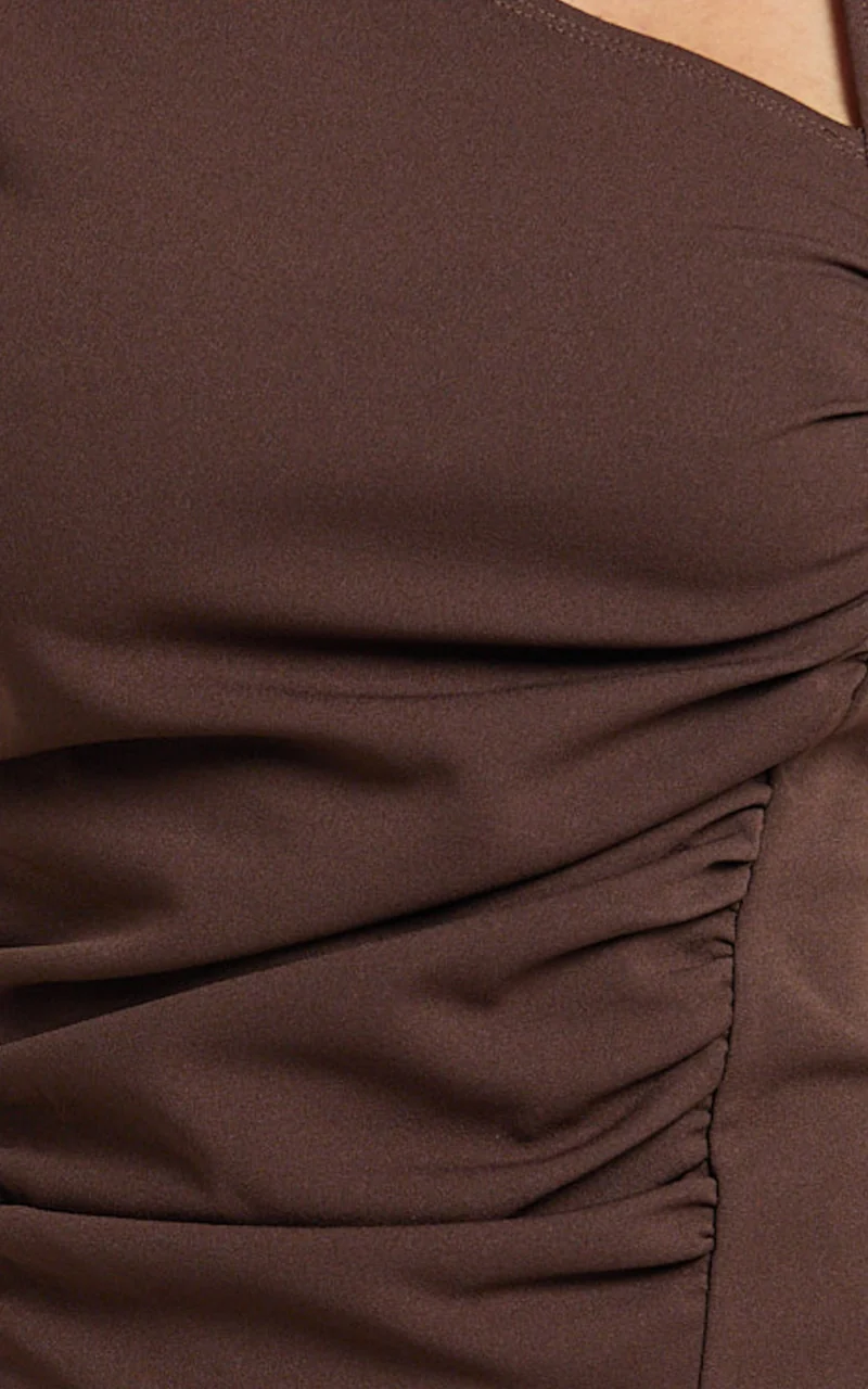 Sullivan Top - Sleeveless Asymmetrical Cut Out Top in Chocolate