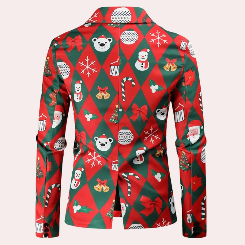 PAULOS - Blazer de Noël Tendance pour Hommes