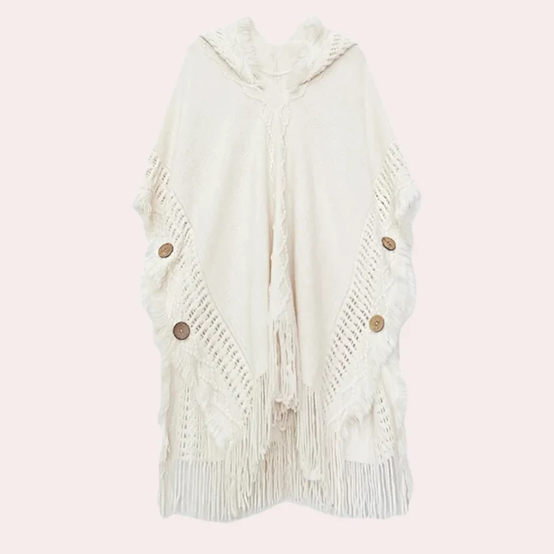 MIRIANA - Pull Poncho à capuche pour femmes