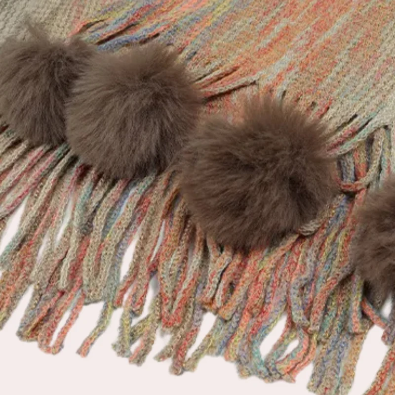 LIVIANA - Châle Tricoté à Franges pour Dames