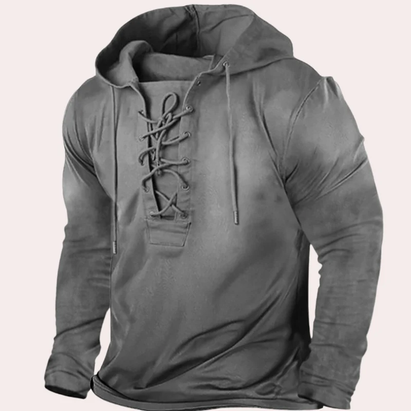 SIMO - T-shirt à manches longues avec capuche pour hommes