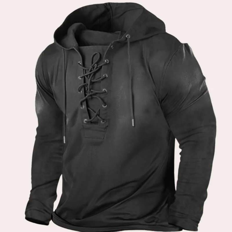SIMO - T-shirt à manches longues avec capuche pour hommes