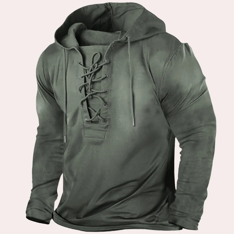 SIMO - T-shirt à manches longues avec capuche pour hommes