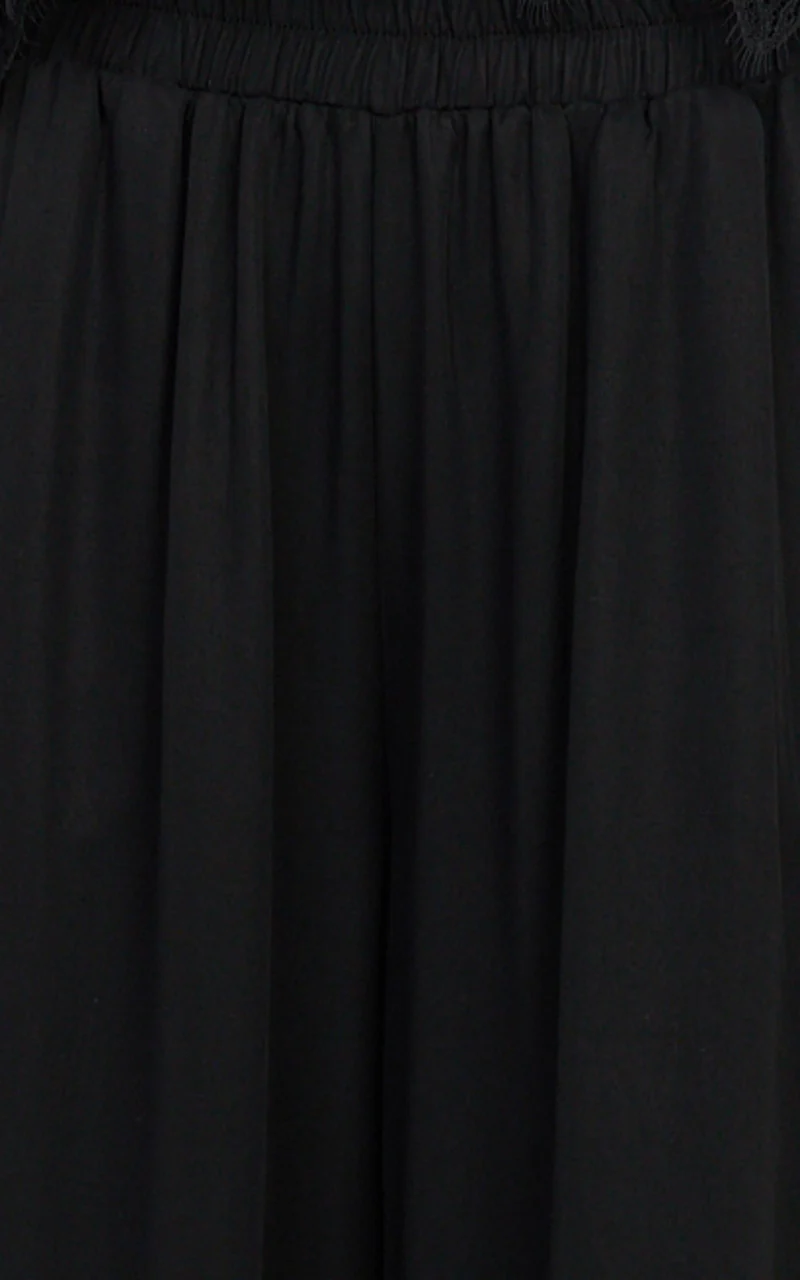 Cardi Pants - High Waist Elastic Wide Leg Pants in Black