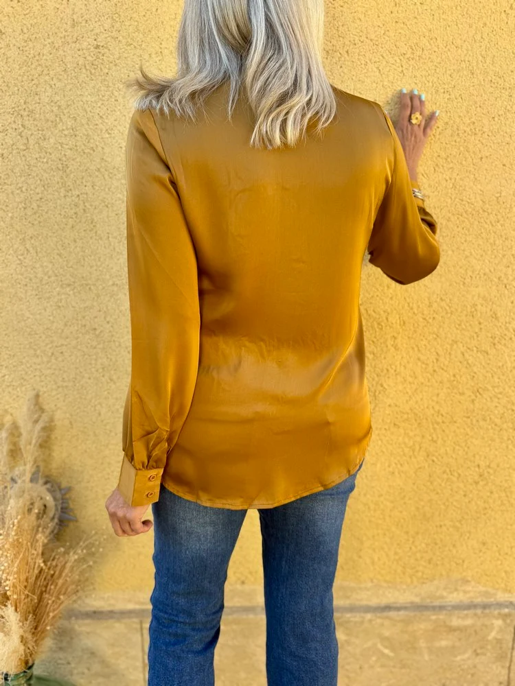 Chemise satinée Sofia noisette