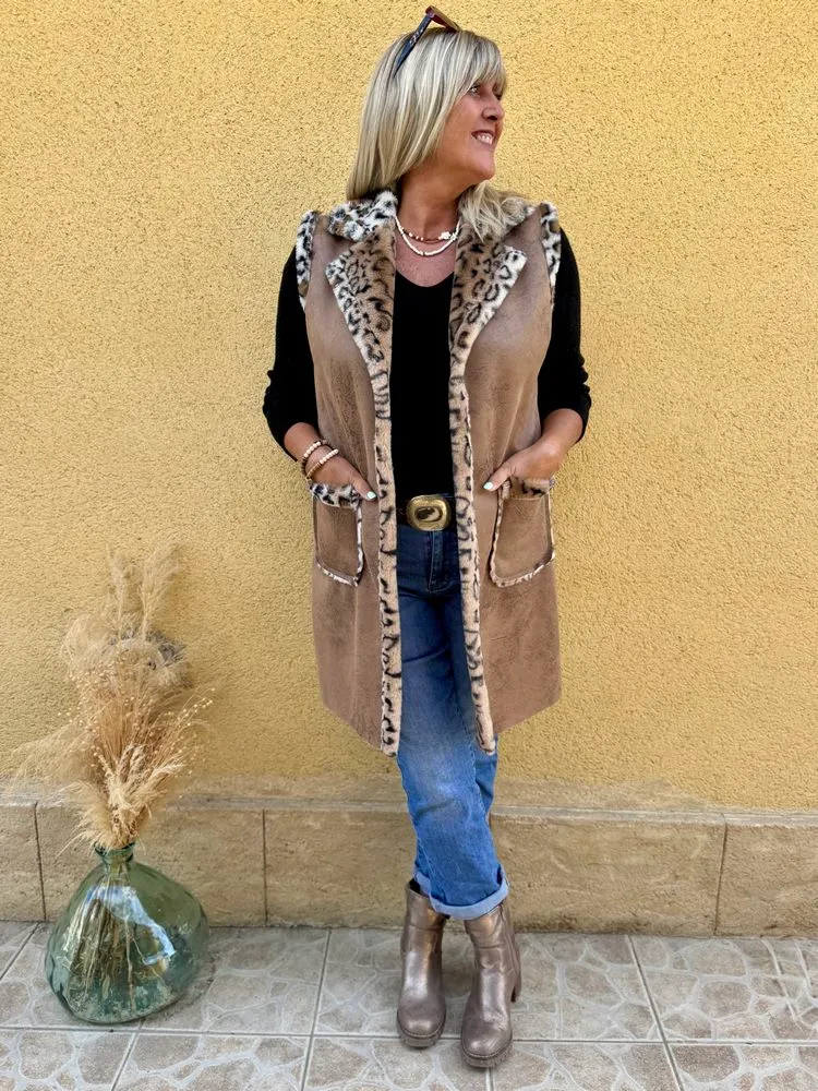 Veste longue Tania camel