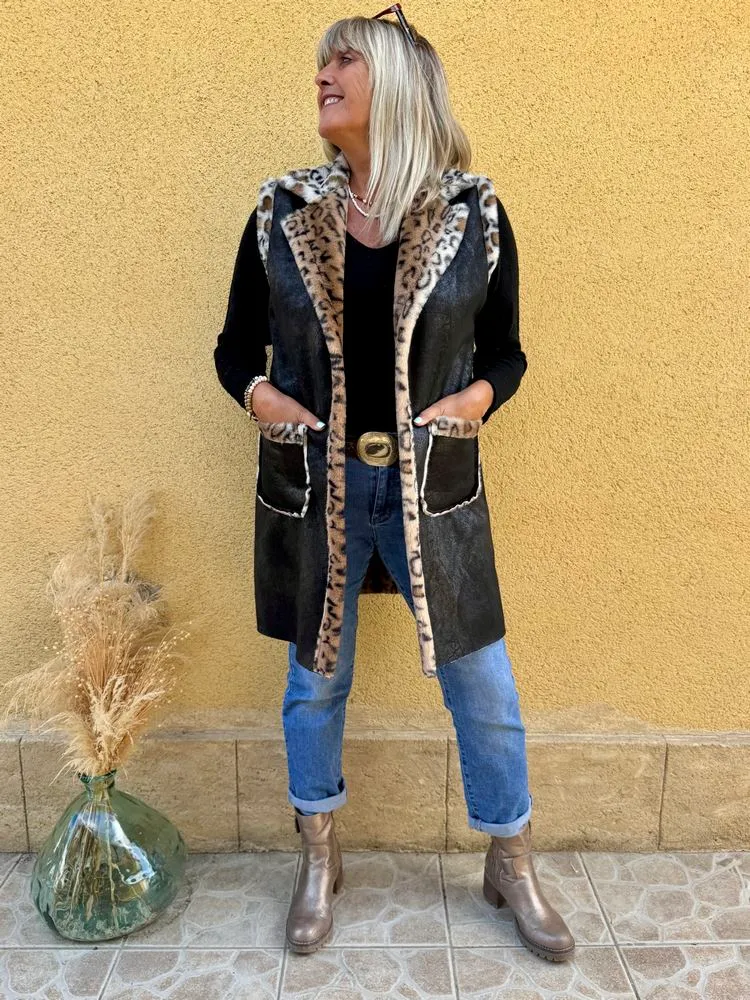 Veste longue Tania noir