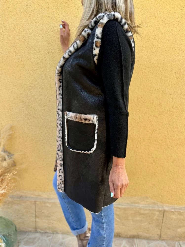 Veste longue Tania noir