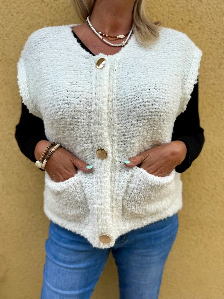 Gilet bouclettes Pedro ivoire