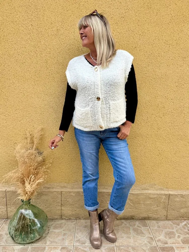 Gilet bouclettes Pedro ivoire