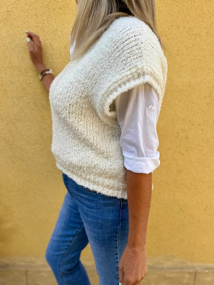 Pull sans manches Thomas ivoire
