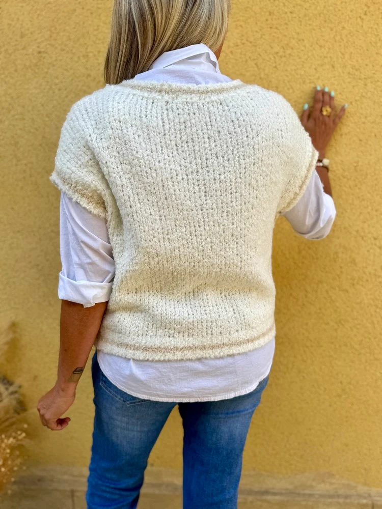 Pull sans manches Thomas ivoire