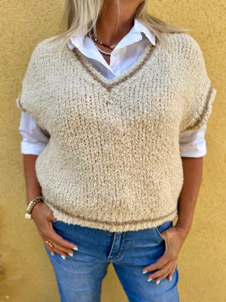Pull sans manches Thomas crème