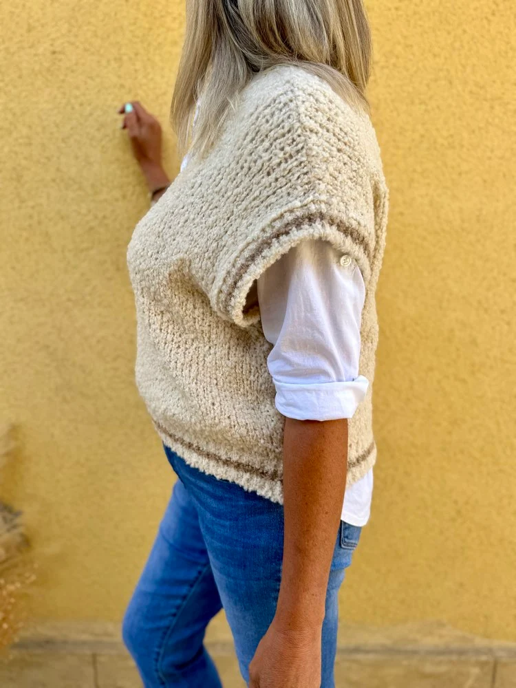 Pull sans manches Thomas crème