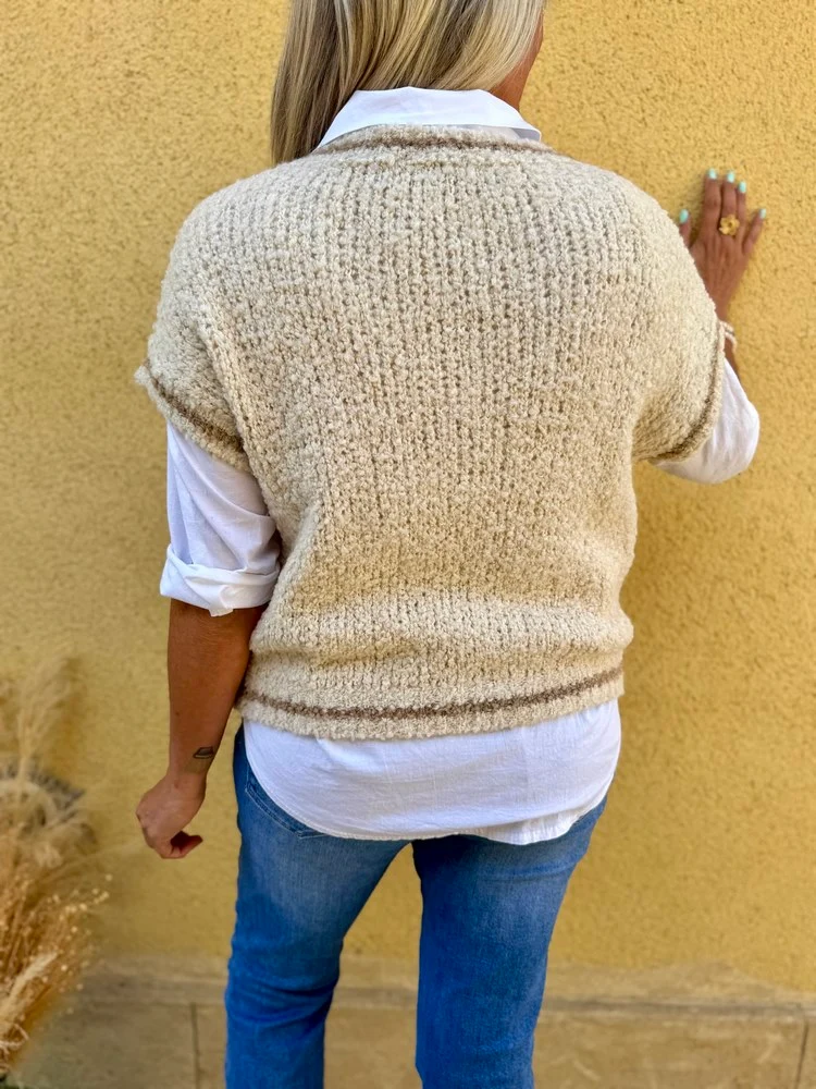 Pull sans manches Thomas crème