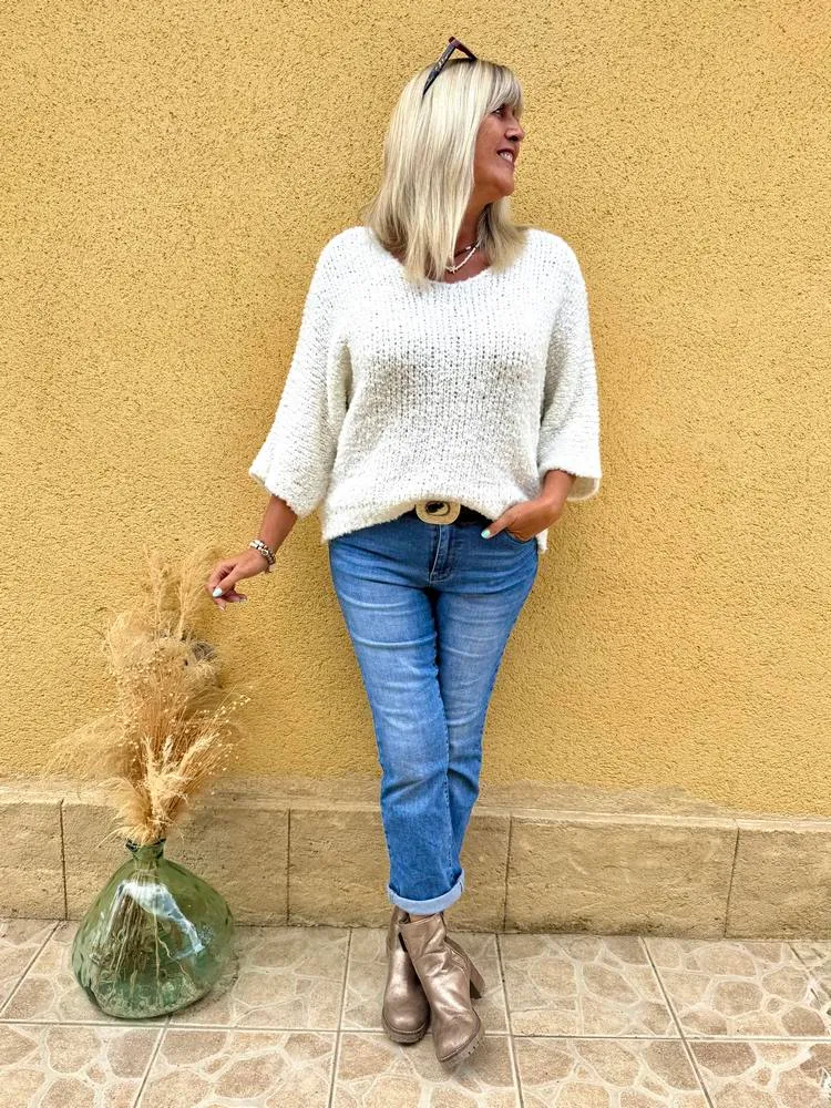 Pull bouclettes Erico ivoire