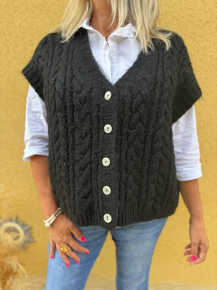 Gilet loose sans manches Polo noir