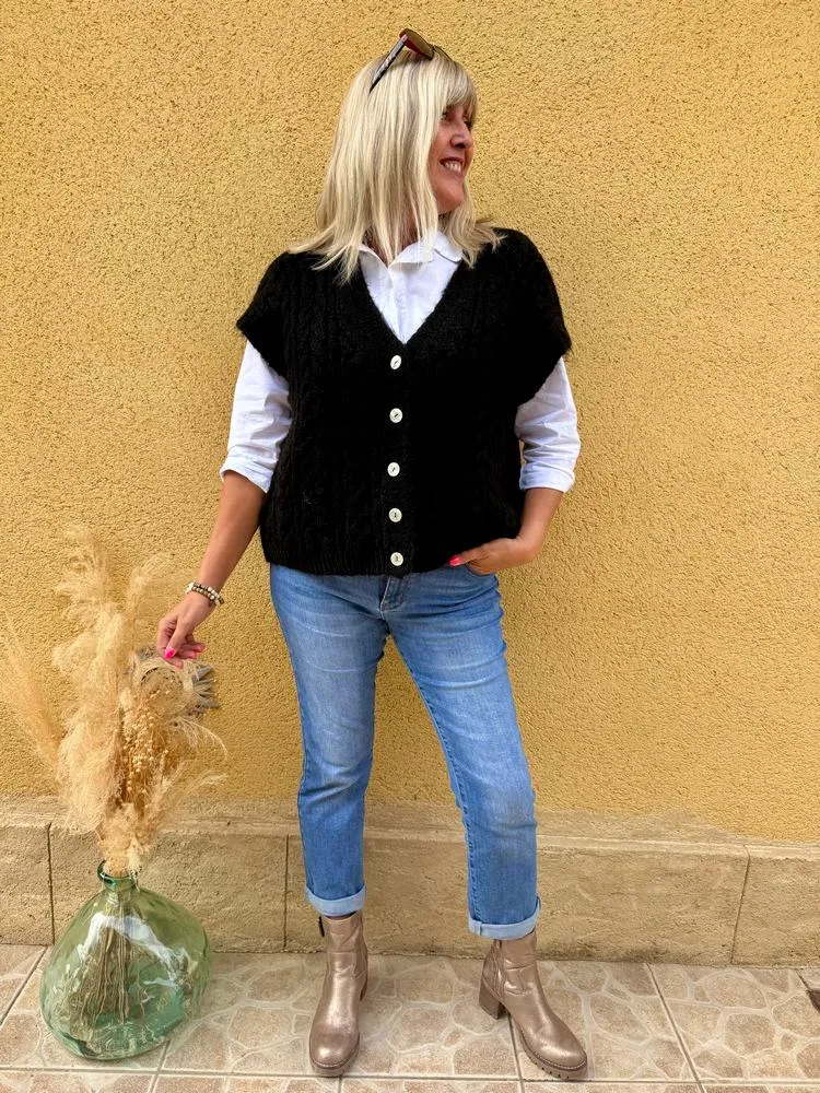 Gilet loose sans manches Polo noir