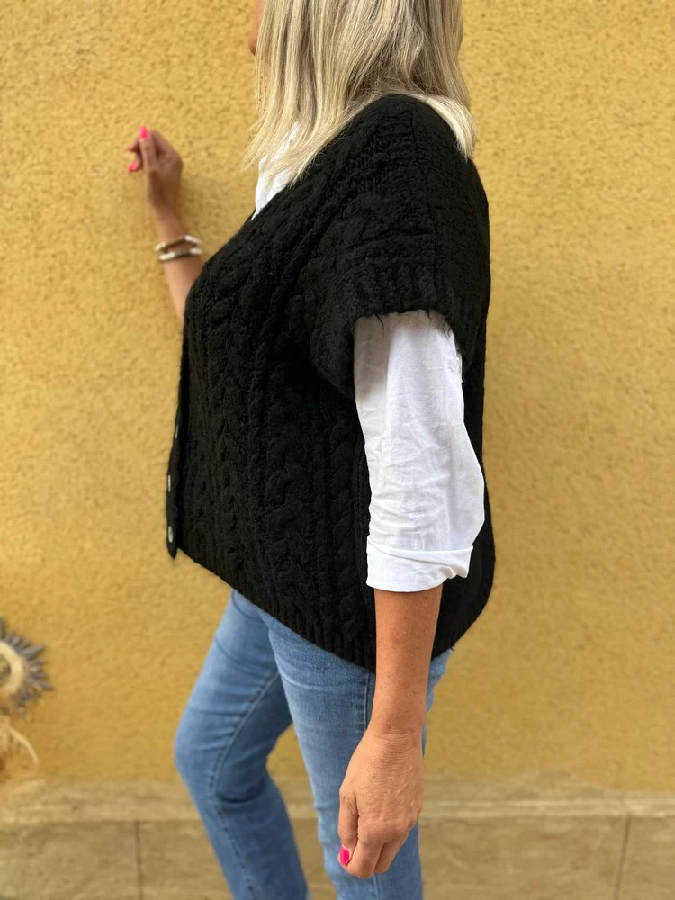 Gilet loose sans manches Polo noir