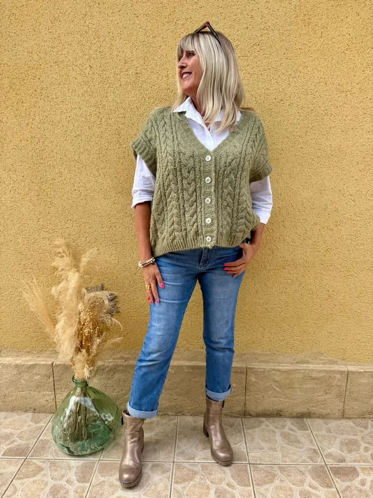 Gilet loose sans manches Polo tilleul