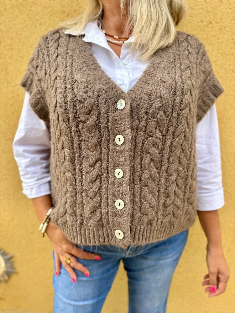 Gilet loose sans manches Polo brun