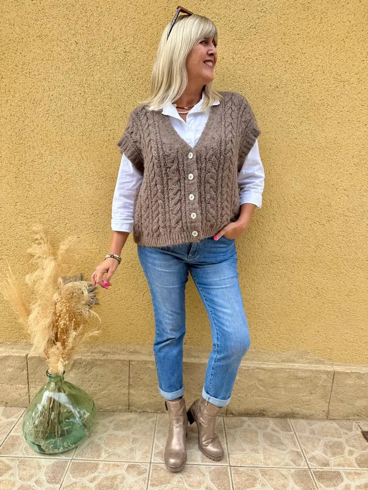 Gilet loose sans manches Polo brun