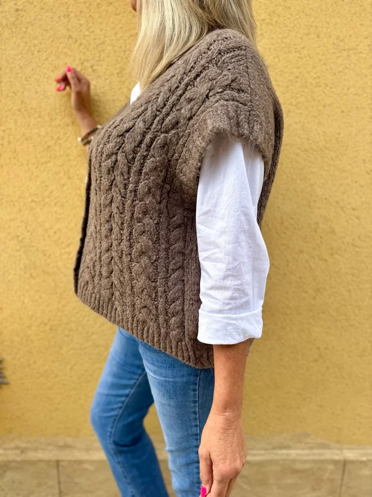 Gilet loose sans manches Polo brun