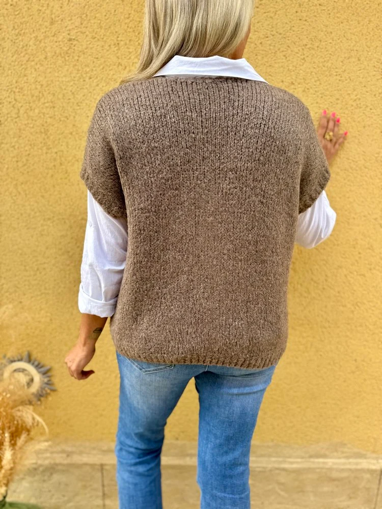 Gilet loose sans manches Polo brun