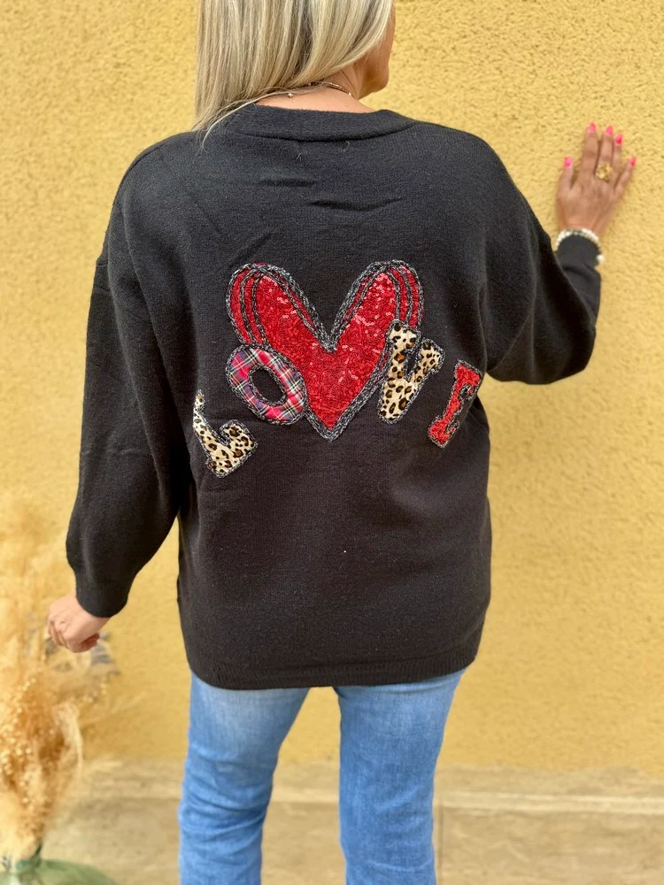 Gilet loose Love noir