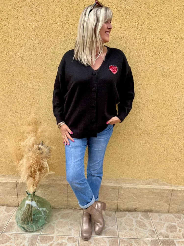 Gilet loose Love noir