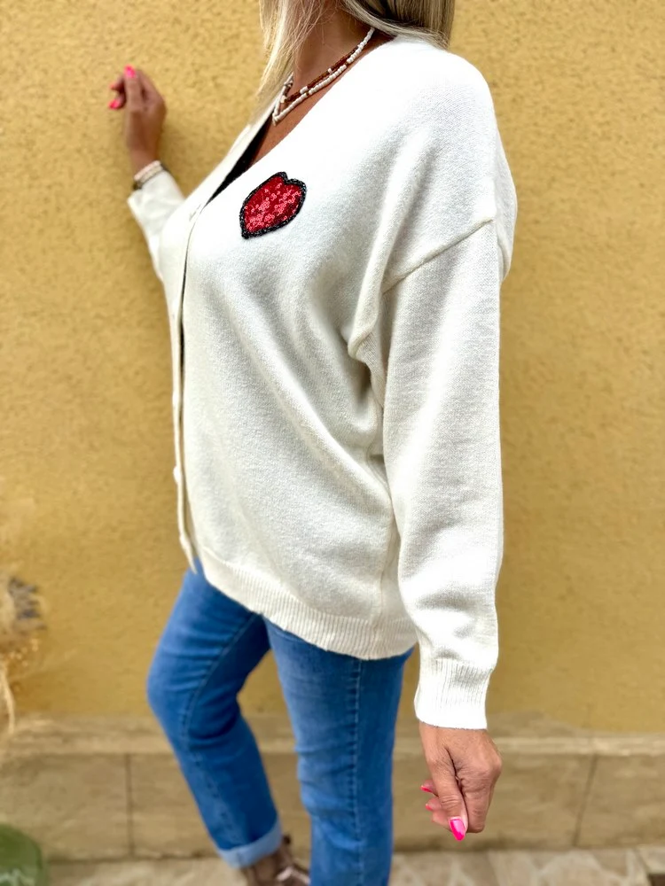 Gilet loose Love écru