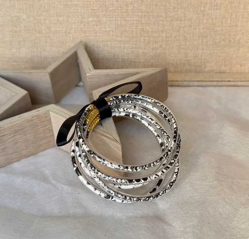 Bracelet Jonc Léo noir et blanc