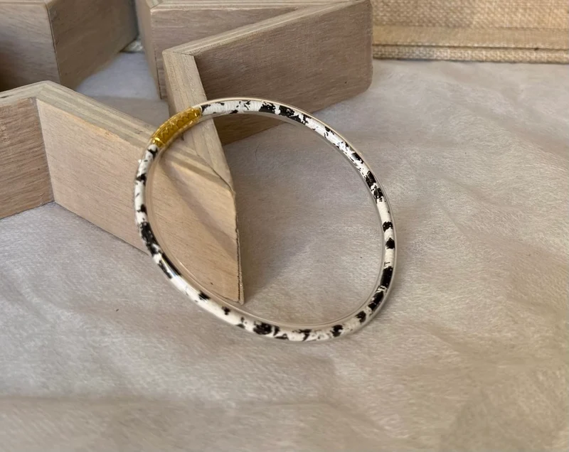 Bracelet Jonc Léo noir et blanc