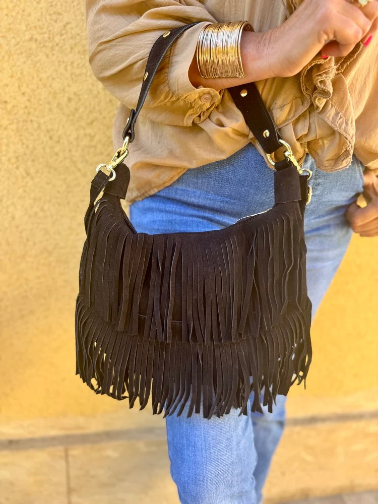 Petit sac en cuir Bohemian noir