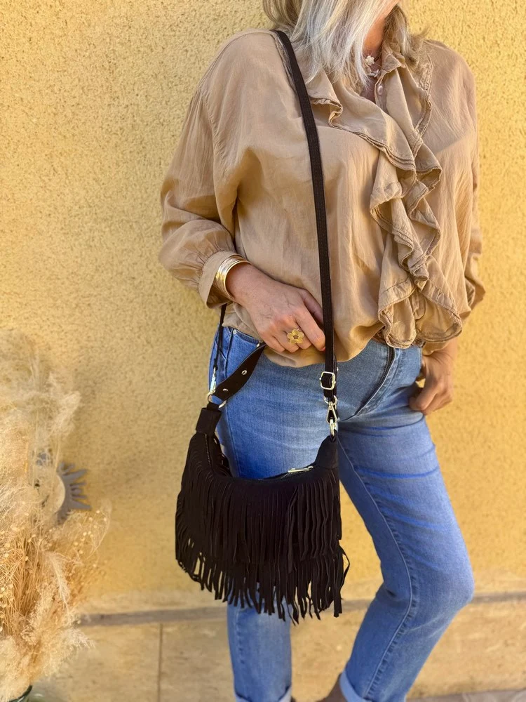 Petit sac en cuir Bohemian noir