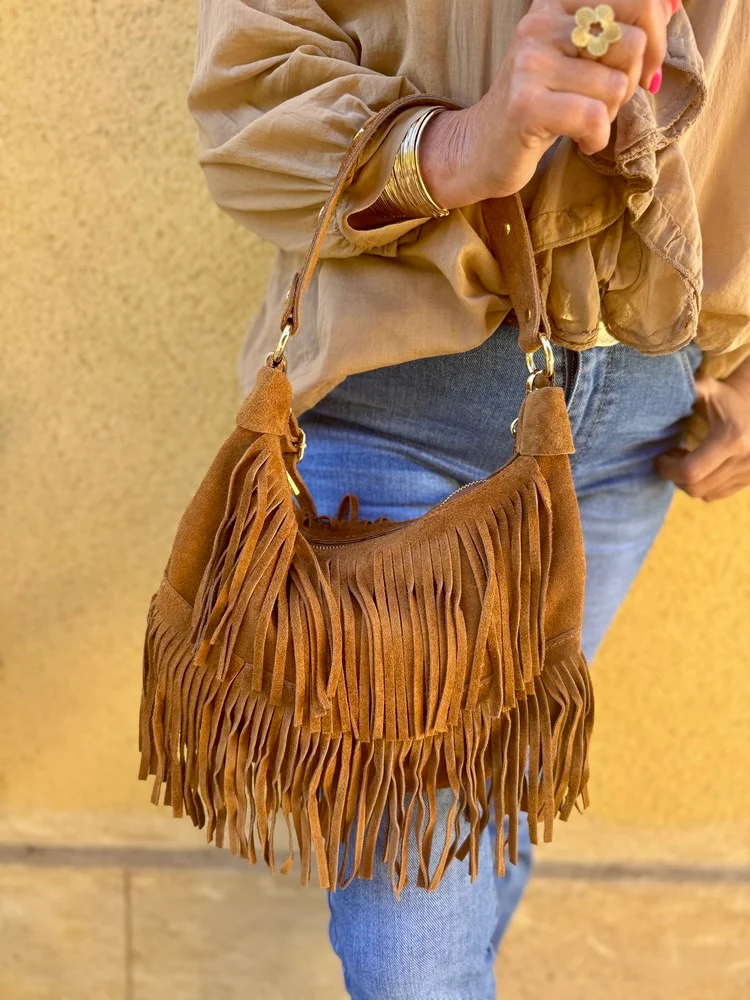 Petit sac en cuir Bohemian camel