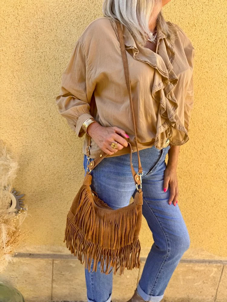 Petit sac en cuir Bohemian camel