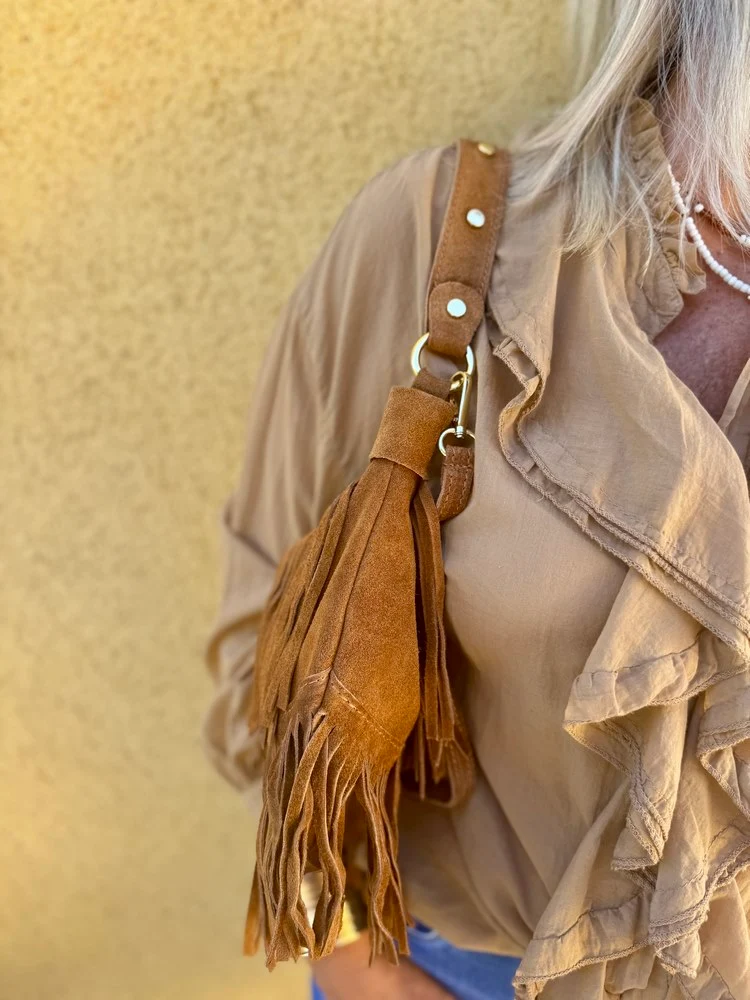 Petit sac en cuir Bohemian camel
