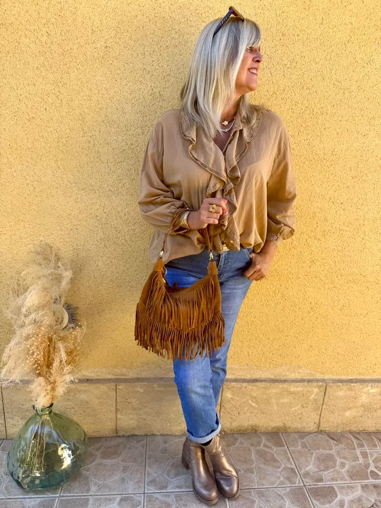 Petit sac en cuir Bohemian camel