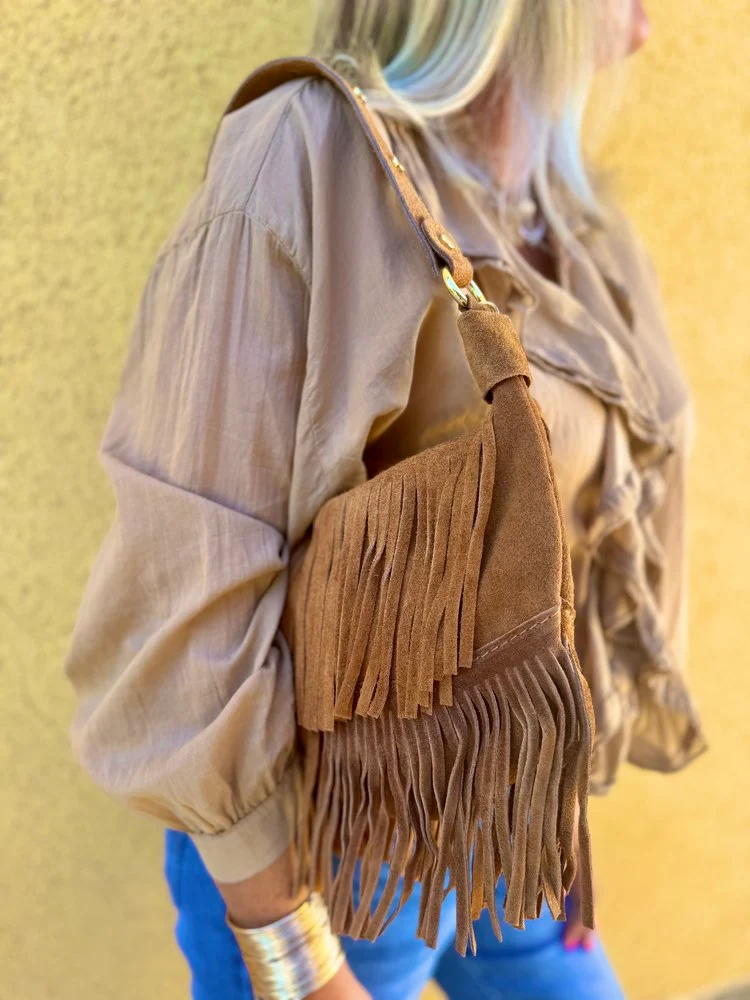 Petit sac en cuir Bohemian camel