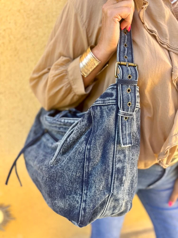 Grand sac en jean Polo bleu jean