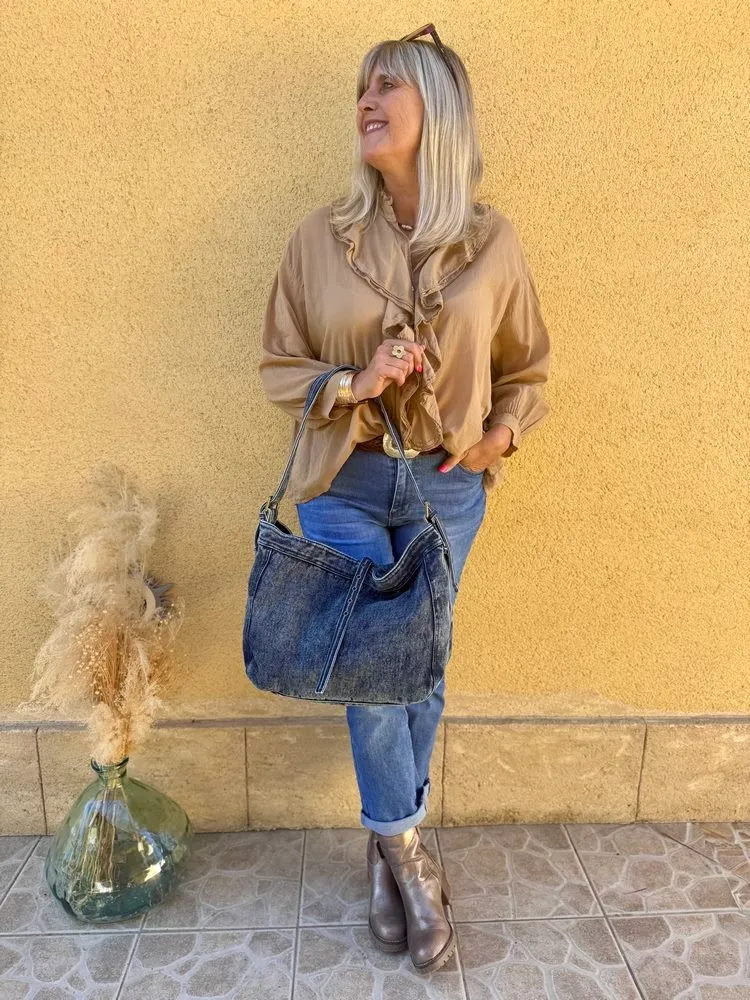 Grand sac en jean Polo bleu jean