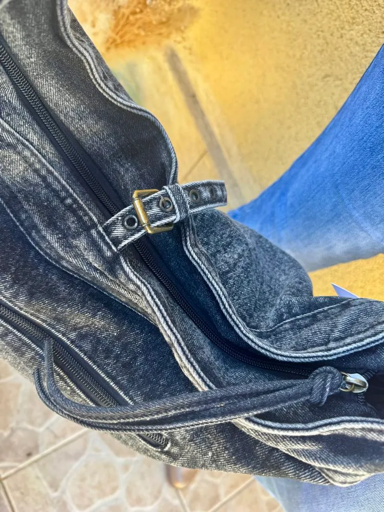 Grand sac en jean Polo gris anthracite