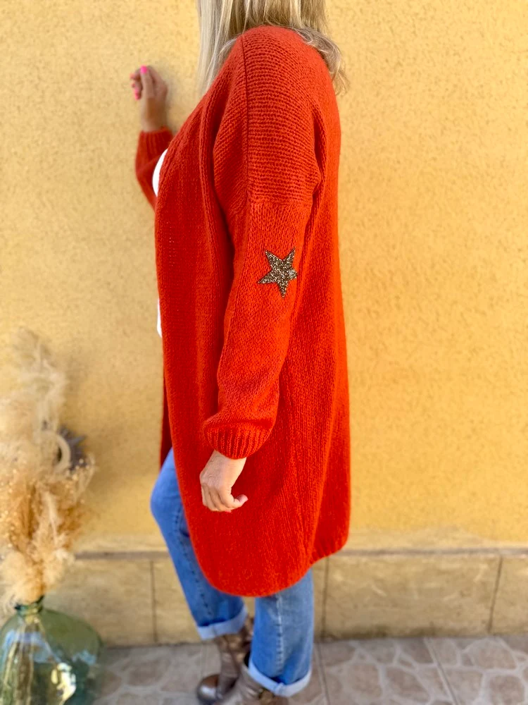 Gilet long Mathéo Etoile brique