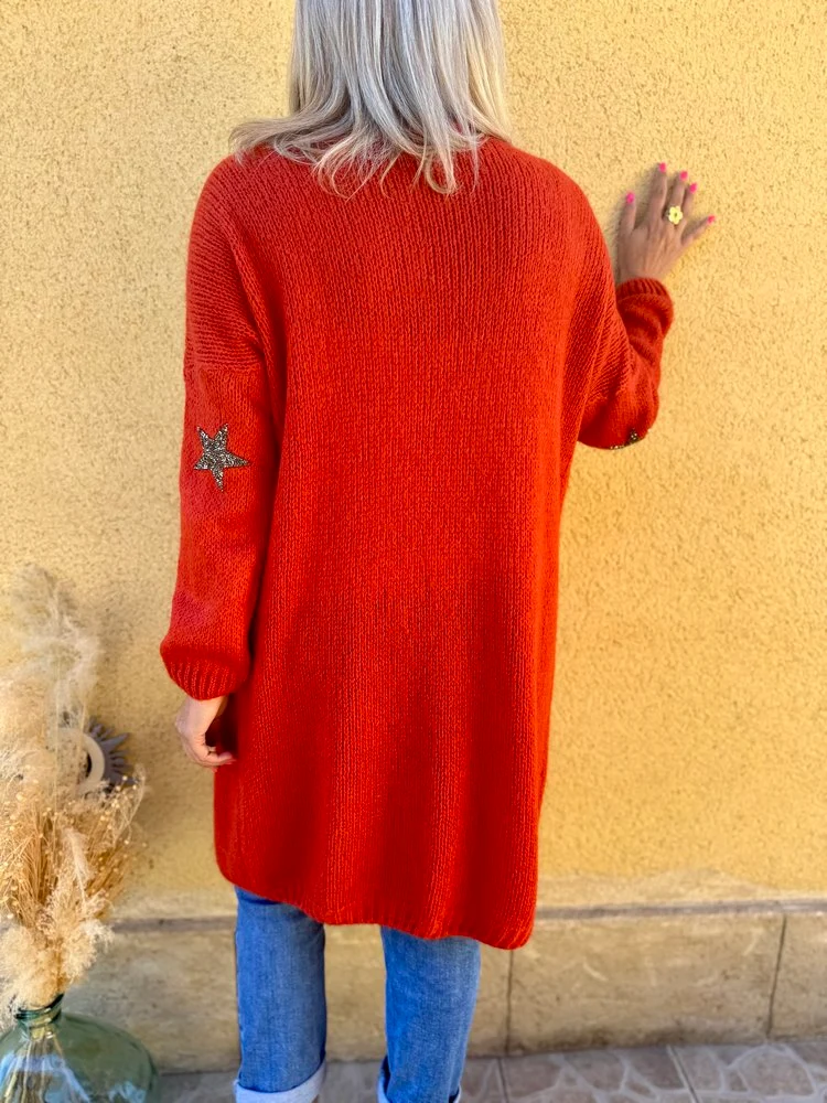 Gilet long Mathéo Etoile brique