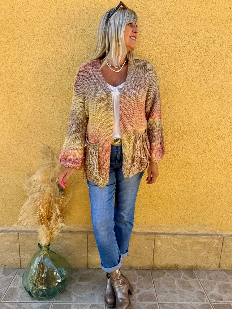 Gilet brillant Solano camel