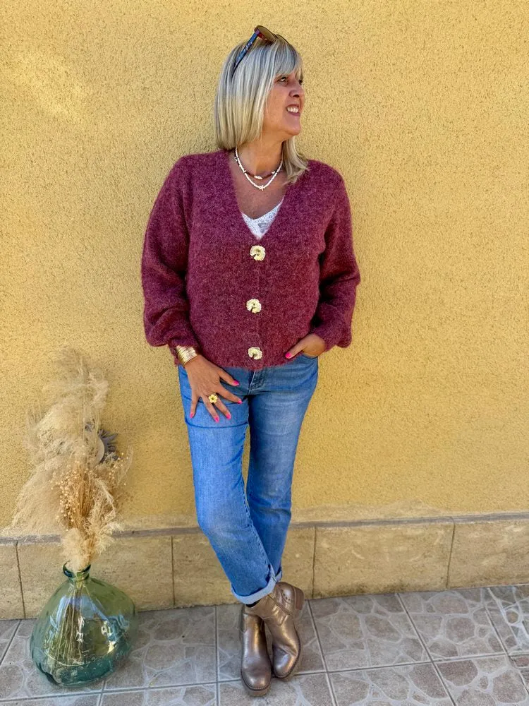 Gilet Cocoon bordeaux chiné