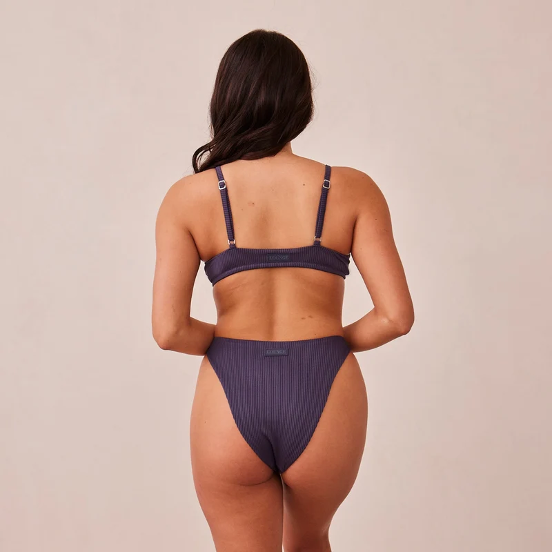Ribbed Triangle Soutien-Gorge - Bleu Charbon